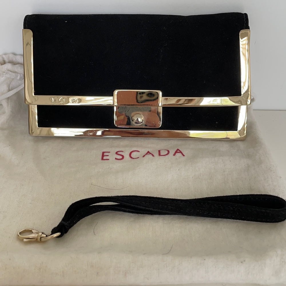 Escada evening suede clutch wristlet